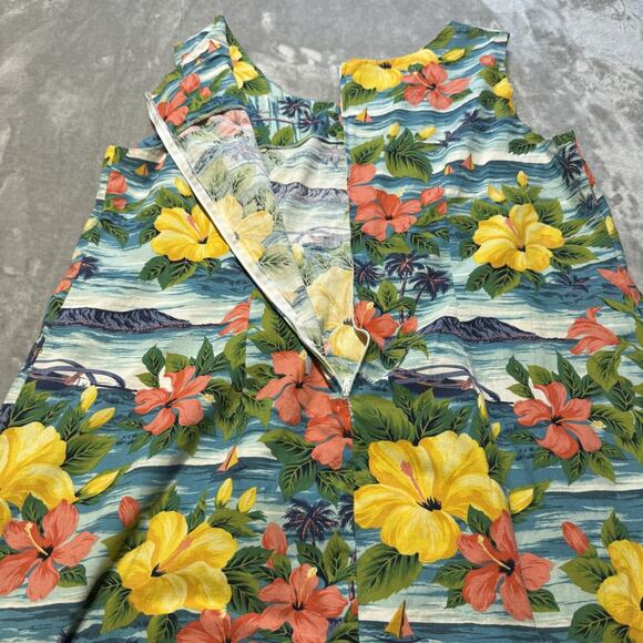 Vintage 70s Shannon Marie Of Hawaii Tropical Cotton Sundress Made in USA XL - Picture 9 of 9